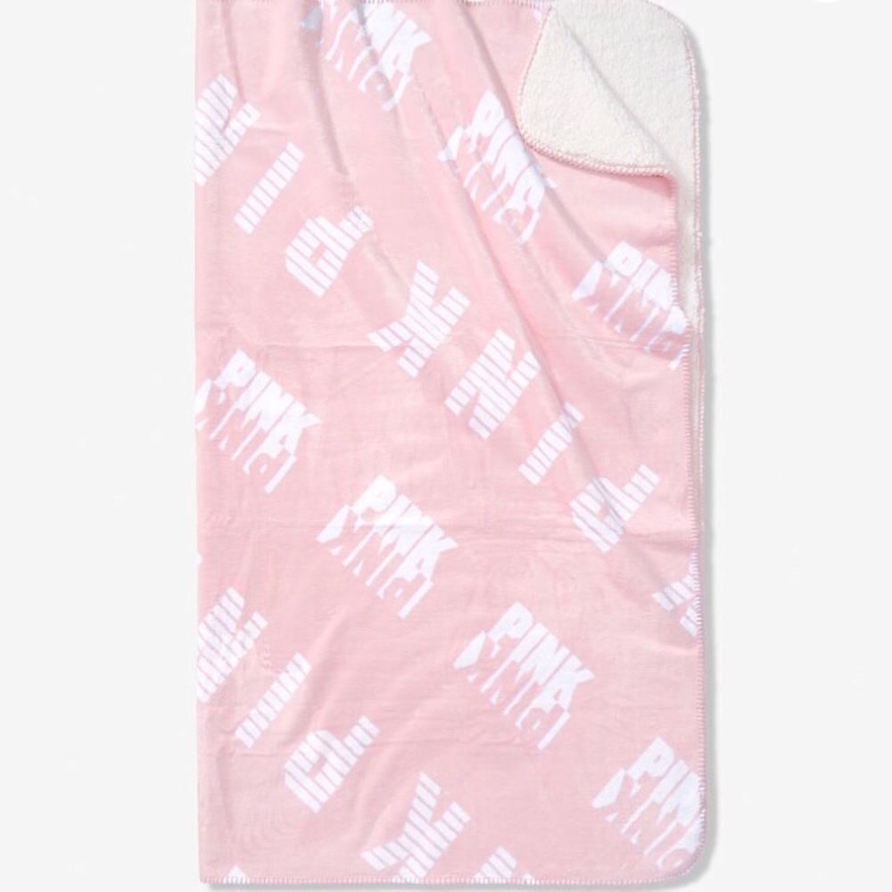 Vs PINK Logo Sherpa Blanket